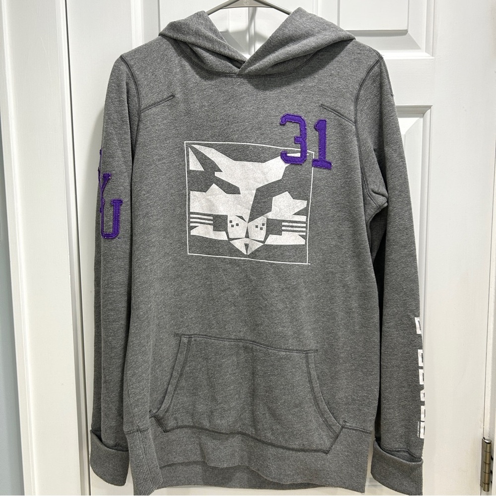 Victoria’s Secret Pink NYU Grey Purple Hoodie Sweatshirt Large